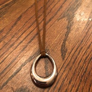 Teardrop Brown/Silver Necklace